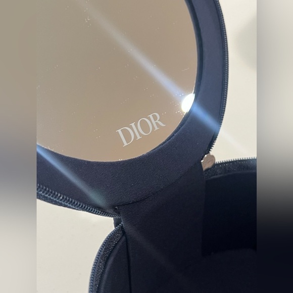 Brand New DIOR Vanity Pouch Makeup Zip Case Mirror Navy Travel NEW - Picture 10 of 11